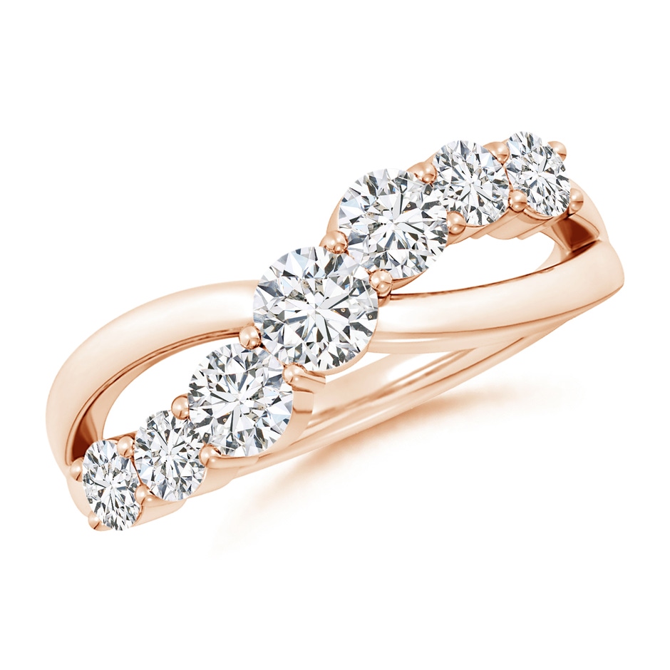 4mm HSI2 Graduated Round Diamond Broad Fashion Band in Rose Gold 