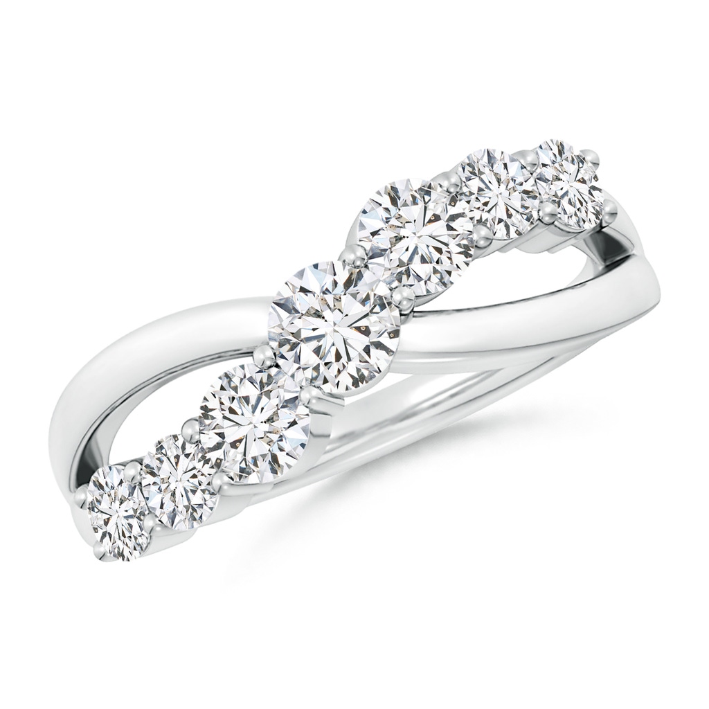 4mm HSI2 Graduated Round Diamond Broad Fashion Band in White Gold