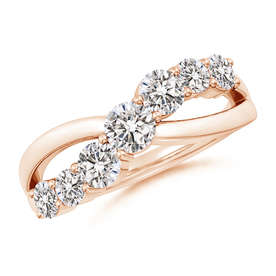 4mm IJI1I2 Graduated Round Diamond Broad Fashion Band in Rose Gold 