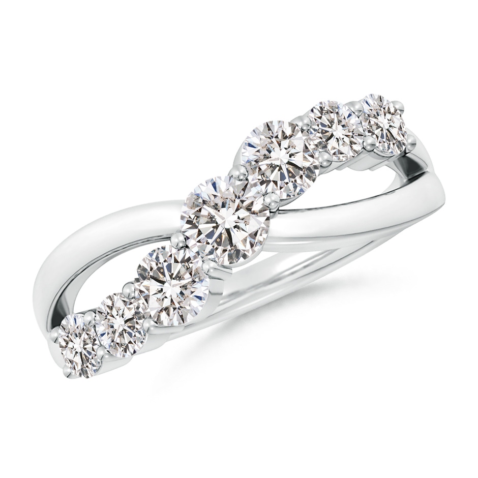 4mm IJI1I2 Graduated Round Diamond Broad Fashion Band in White Gold 