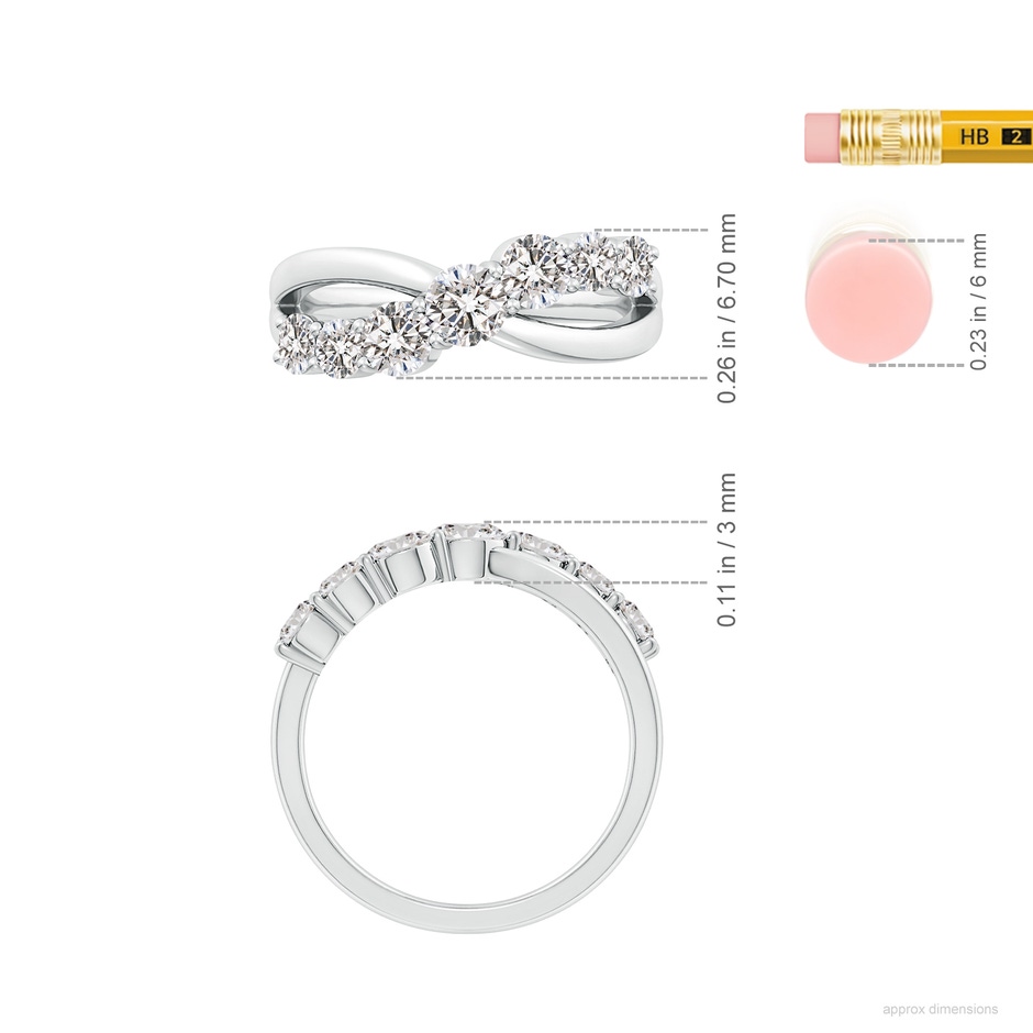 4mm IJI1I2 Graduated Round Diamond Broad Fashion Band in White Gold ruler
