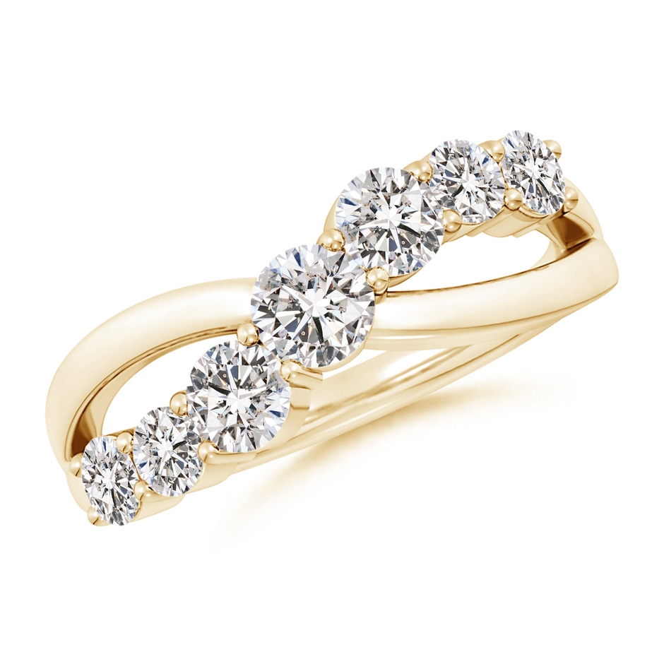 4mm IJI1I2 Graduated Round Diamond Broad Fashion Band in Yellow Gold 