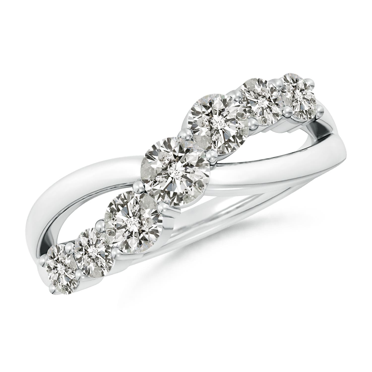 4mm KI3 Graduated Round Diamond Broad Fashion Band in White Gold