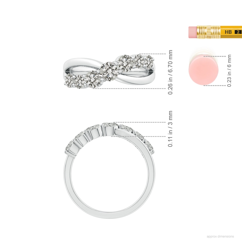 4mm KI3 Graduated Round Diamond Broad Fashion Band in White Gold ruler