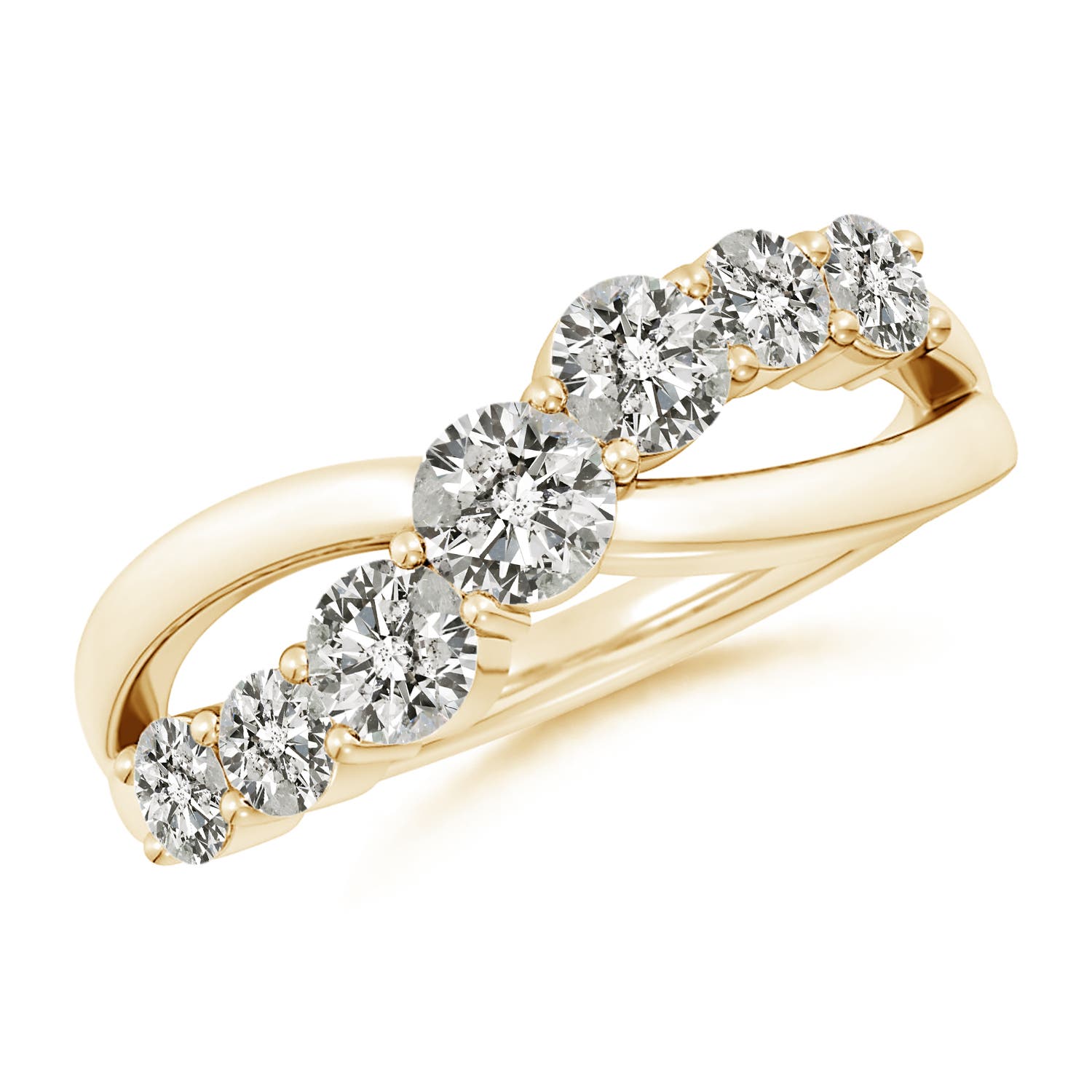 4mm KI3 Graduated Round Diamond Broad Fashion Band in Yellow Gold