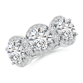 7.4mm HSI2 Round Diamond Halo Three Stone Band in S999 Silver