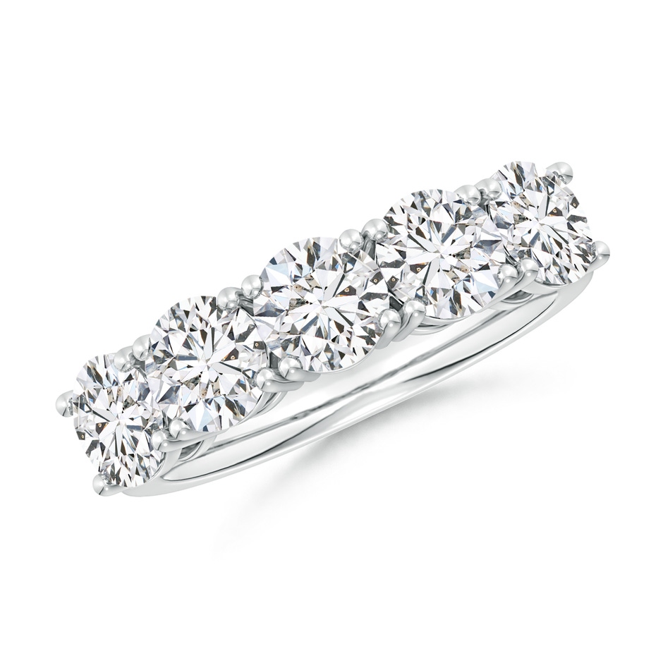 5.5mm HSI2 Prong-Set Round Diamond Five Stone Wedding Band in White Gold 