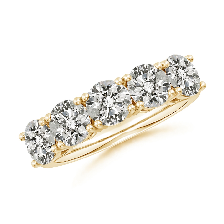 5.5mm KI3 Prong-Set Round Diamond Five Stone Wedding Band in Yellow Gold 