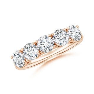 5mm GVS2 Prong-Set Round Diamond Five Stone Wedding Band in 9K Rose Gold