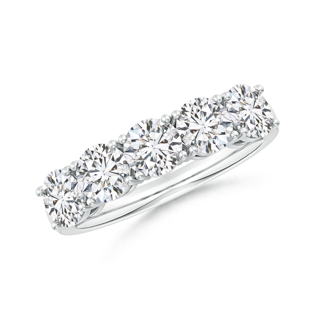 5mm HSI2 Prong-Set Round Diamond Five Stone Wedding Band in White Gold