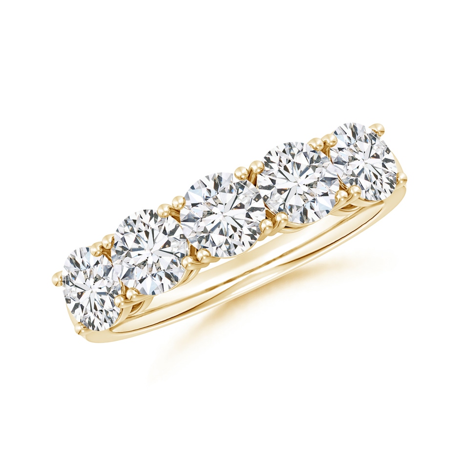 5mm HSI2 Prong-Set Round Diamond Five Stone Wedding Band in Yellow Gold 