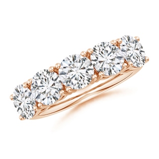 6mm HSI2 Prong-Set Round Diamond Five Stone Wedding Band in Rose Gold