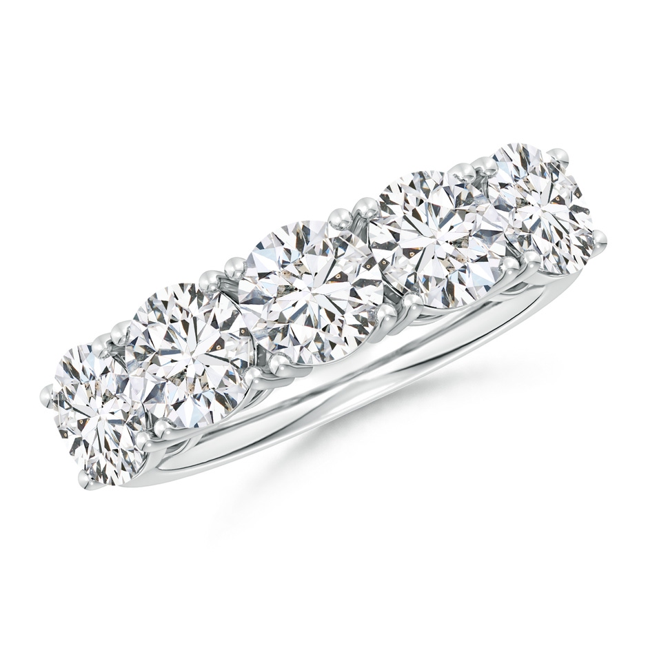 6mm HSI2 Prong-Set Round Diamond Five Stone Wedding Band in S999 Silver 