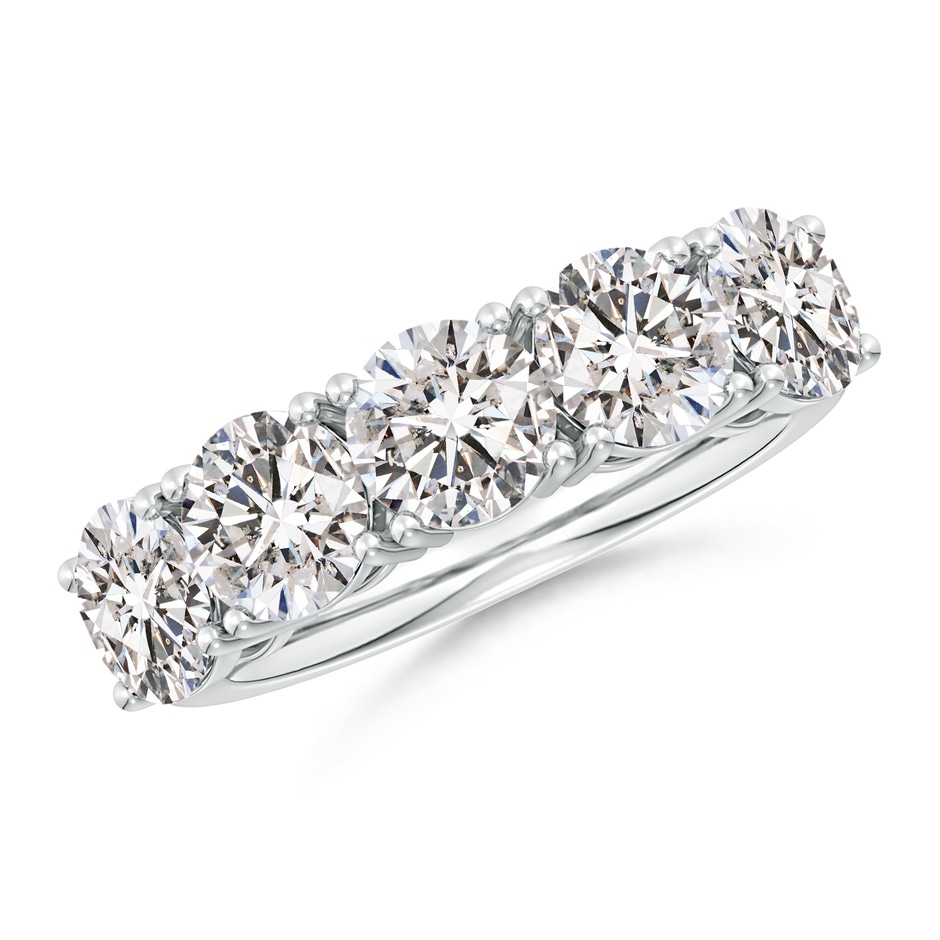 6mm IJI1I2 Prong-Set Round Diamond Five Stone Wedding Band in P950 Platinum 