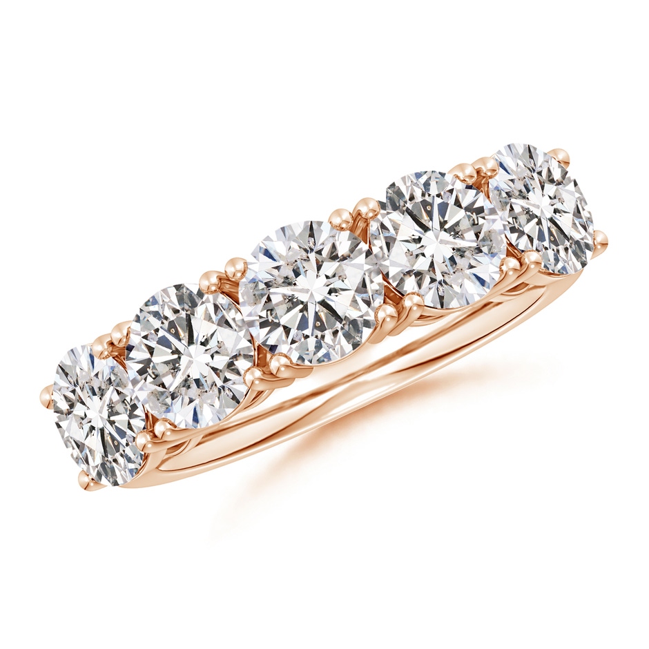 6mm IJI1I2 Prong-Set Round Diamond Five Stone Wedding Band in Rose Gold 