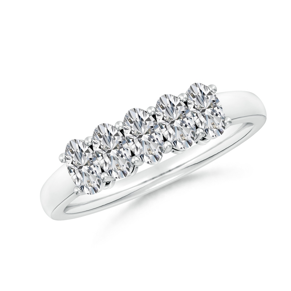 5x3mm HSI2 Prong-Set Oval Diamond Five Stone Wedding Band in White Gold 
