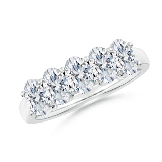 6x4mm GVS2 Prong-Set Oval Diamond Five Stone Wedding Band in P950 Platinum