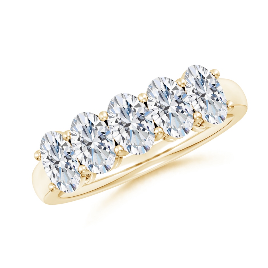 6x4mm GVS2 Prong-Set Oval Diamond Five Stone Wedding Band in Yellow Gold 