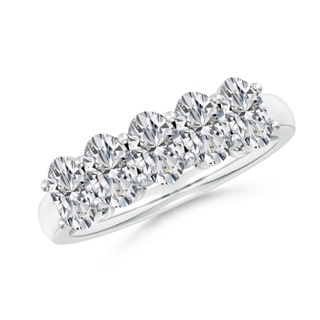 6x4mm HSI2 Prong-Set Oval Diamond Five Stone Wedding Band in P950 Platinum