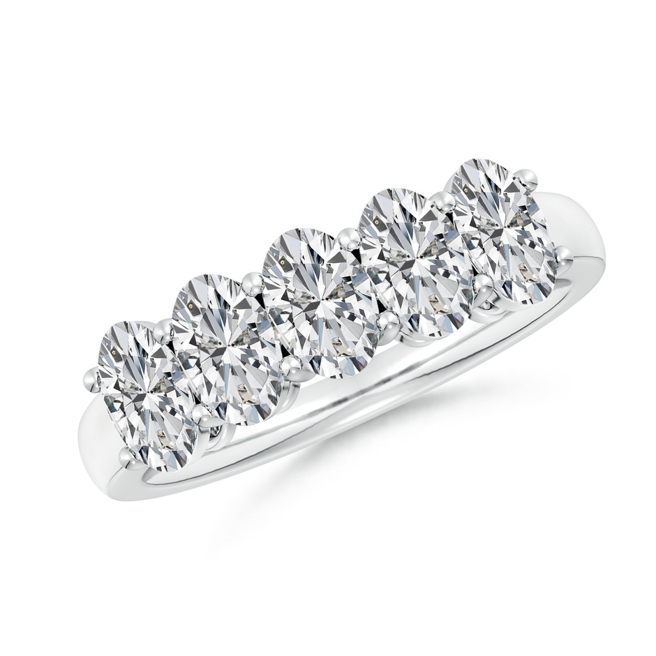 6x4mm HSI2 Prong-Set Oval Diamond Five Stone Wedding Band in White Gold 