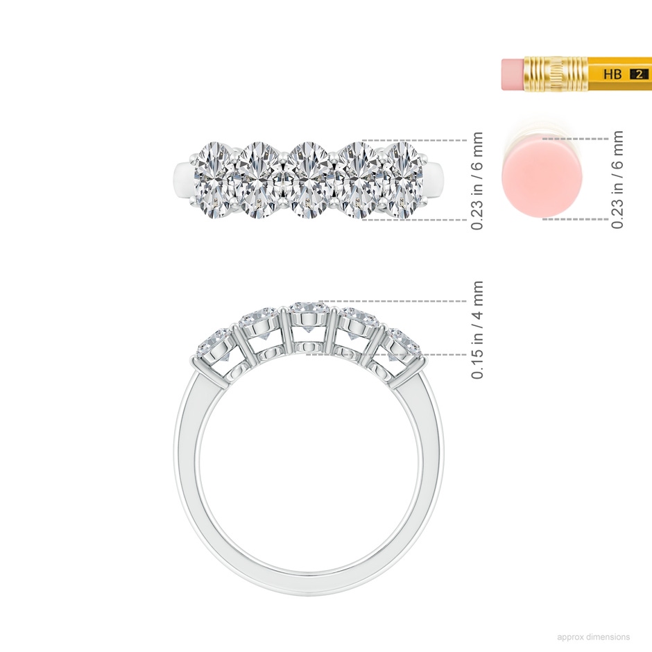 6x4mm HSI2 Prong-Set Oval Diamond Five Stone Wedding Band in White Gold ruler