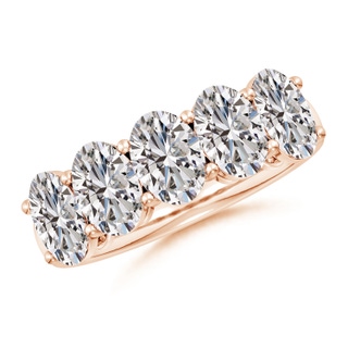 7x5mm IJI1I2 Prong-Set Oval Diamond Five Stone Wedding Band in 9K Rose Gold