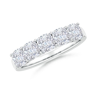 4.5mm GVS2 Prong-Set Cushion Diamond Five Stone Wedding Band in S999 Silver