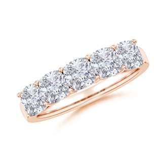 4.5mm HSI2 Prong-Set Cushion Diamond Five Stone Wedding Band in Rose Gold