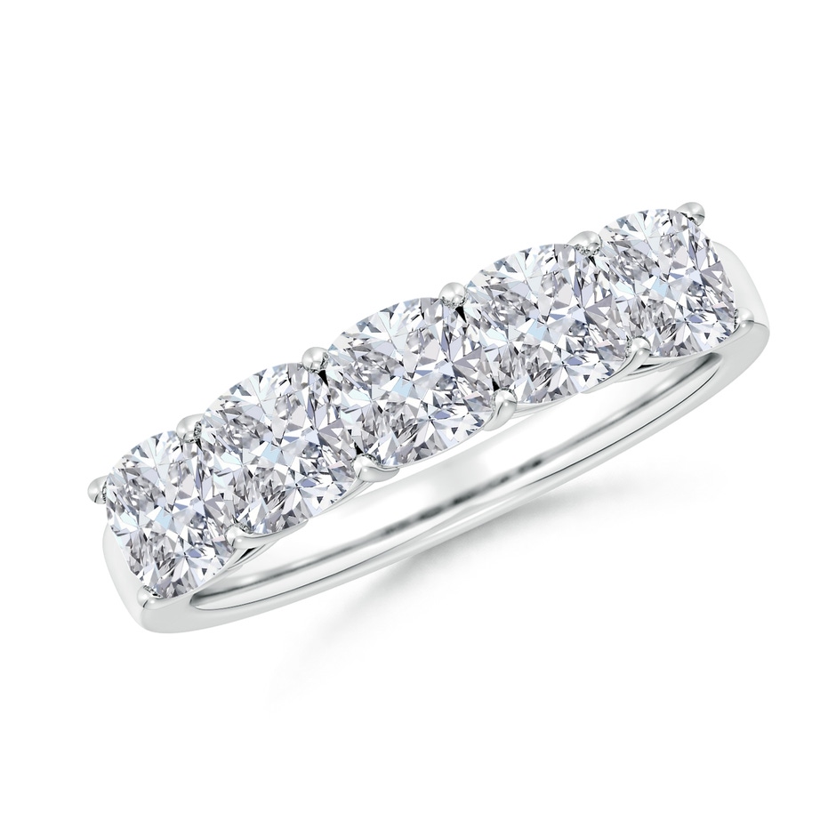 4.5mm HSI2 Prong-Set Cushion Diamond Five Stone Wedding Band in White Gold 