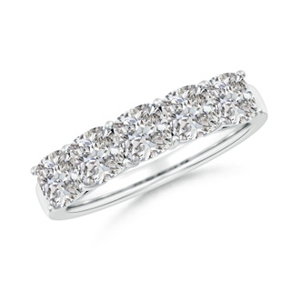 4.5mm IJI1I2 Prong-Set Cushion Diamond Five Stone Wedding Band in S999 Silver