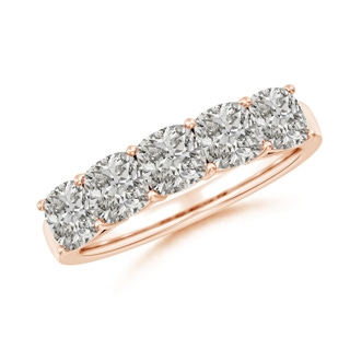 4.5mm KI3 Prong-Set Cushion Diamond Five Stone Wedding Band in 9K Rose Gold