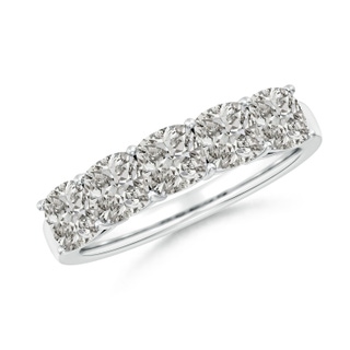 4.5mm KI3 Prong-Set Cushion Diamond Five Stone Wedding Band in S999 Silver