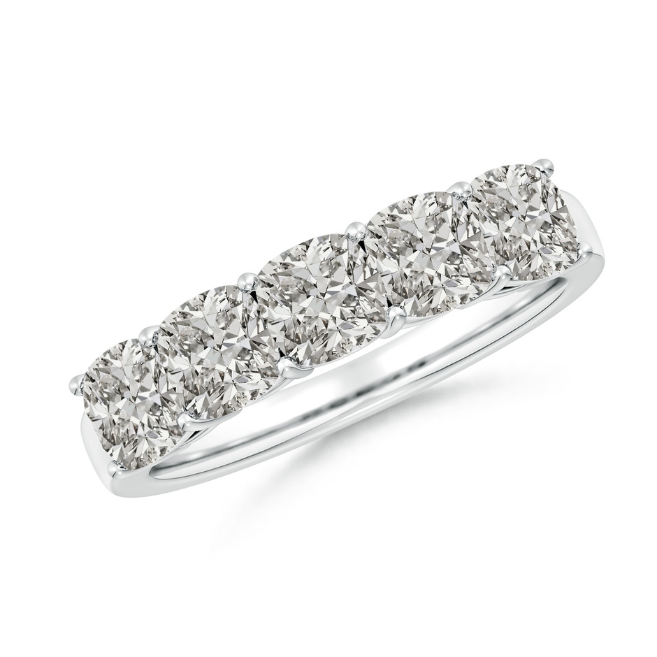 4.5mm KI3 Prong-Set Cushion Diamond Five Stone Wedding Band in S999 Silver 