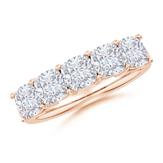 5mm GVS2 Prong-Set Cushion Diamond Five Stone Wedding Band in 10K Rose Gold