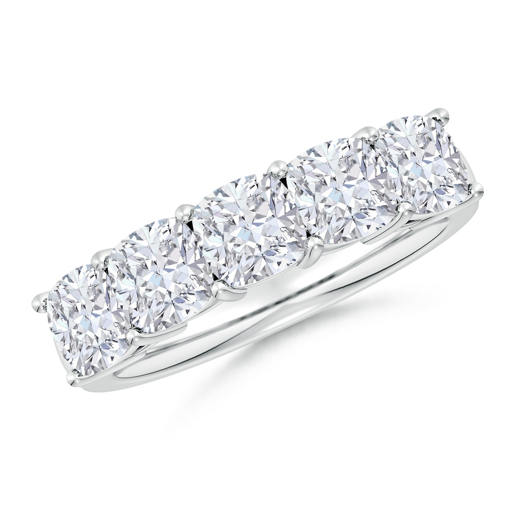 5mm GVS2 Prong-Set Cushion Diamond Five Stone Wedding Band in P950 Platinum
