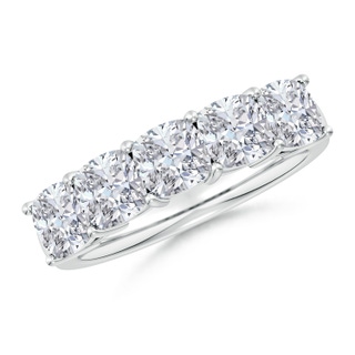 5mm HSI2 Prong-Set Cushion Diamond Five Stone Wedding Band in S999 Silver