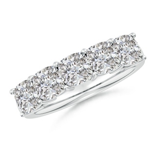 5mm IJI1I2 Prong-Set Cushion Diamond Five Stone Wedding Band in S999 Silver