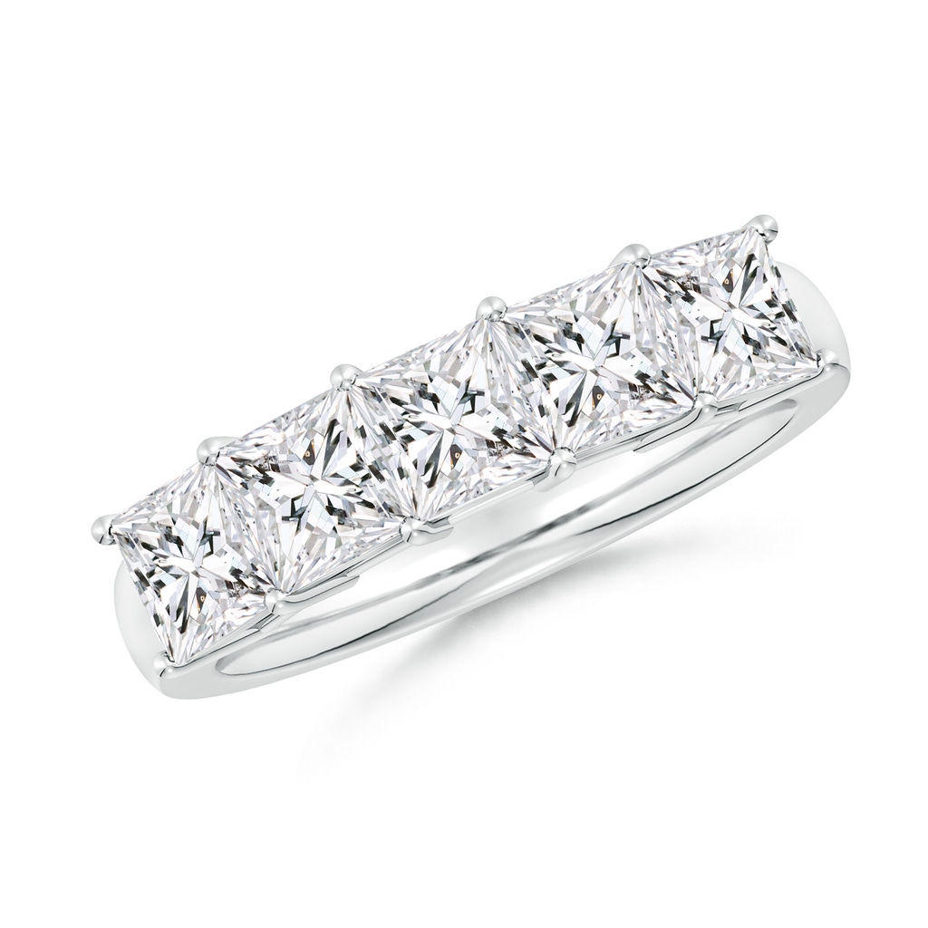 4.5mm HSI2 Prong-Set Princess-Cut Diamond Five Stone Wedding Band in White Gold