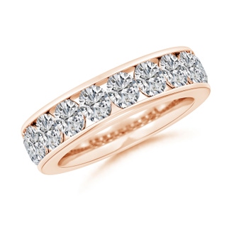 4.5x3.5mm HSI2 Channel-Set Oval Diamond Half Eternity Wedding Band in Rose Gold