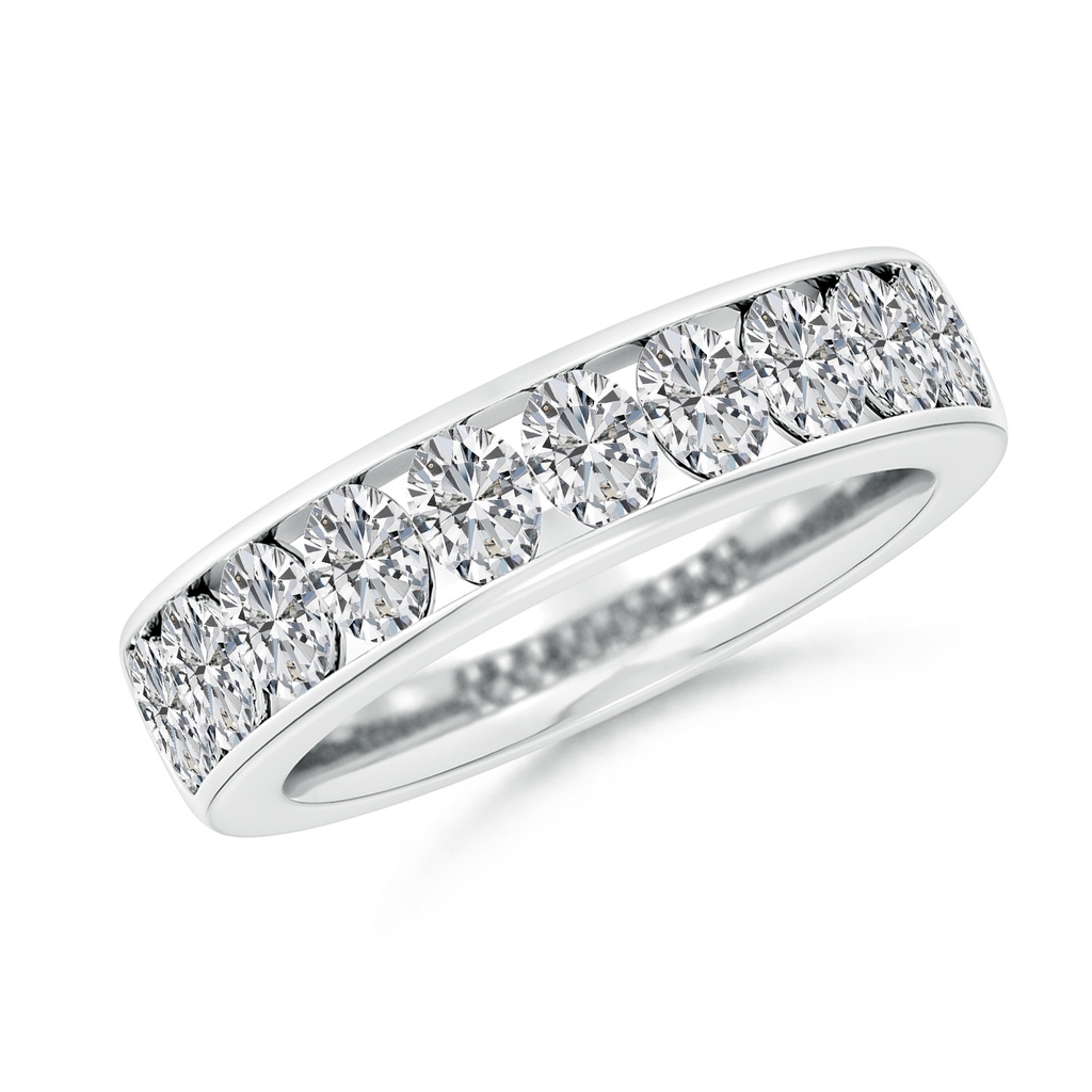 4x3mm HSI2 Channel-Set Oval Diamond Half Eternity Wedding Band in White Gold
