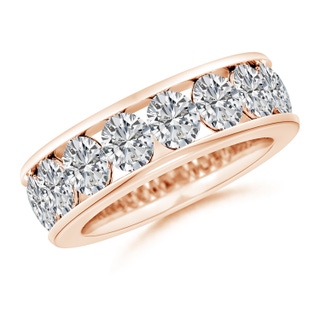 5x4mm HSI2 Channel-Set Oval Diamond Half Eternity Wedding Band in Rose Gold
