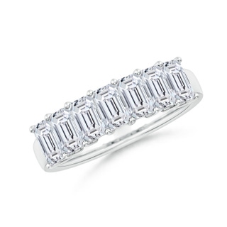 5x3mm HSI2 Prong-Set Emerald-Cut Diamond Seven Stone Wedding Band in White Gold