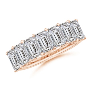 6x4mm IJI1I2 Prong-Set Emerald-Cut Diamond Seven Stone Wedding Band in 10K Rose Gold