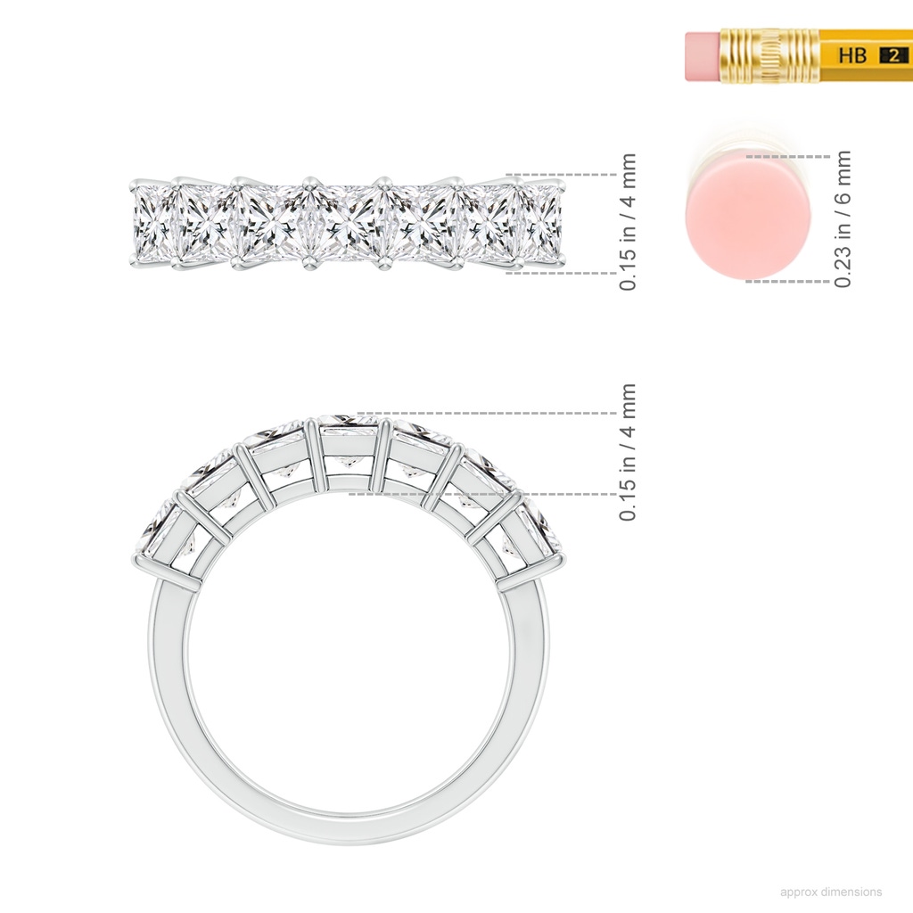 4mm HSI2 Prong-Set Princess-Cut Diamond Seven Stone Wedding Band in White Gold ruler