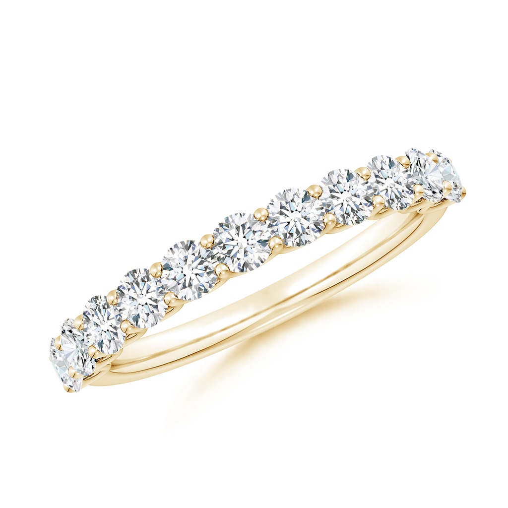 2.7mm GVS2 Shared Prong-Set Round Diamond Half Eternity Wedding Band in Yellow Gold