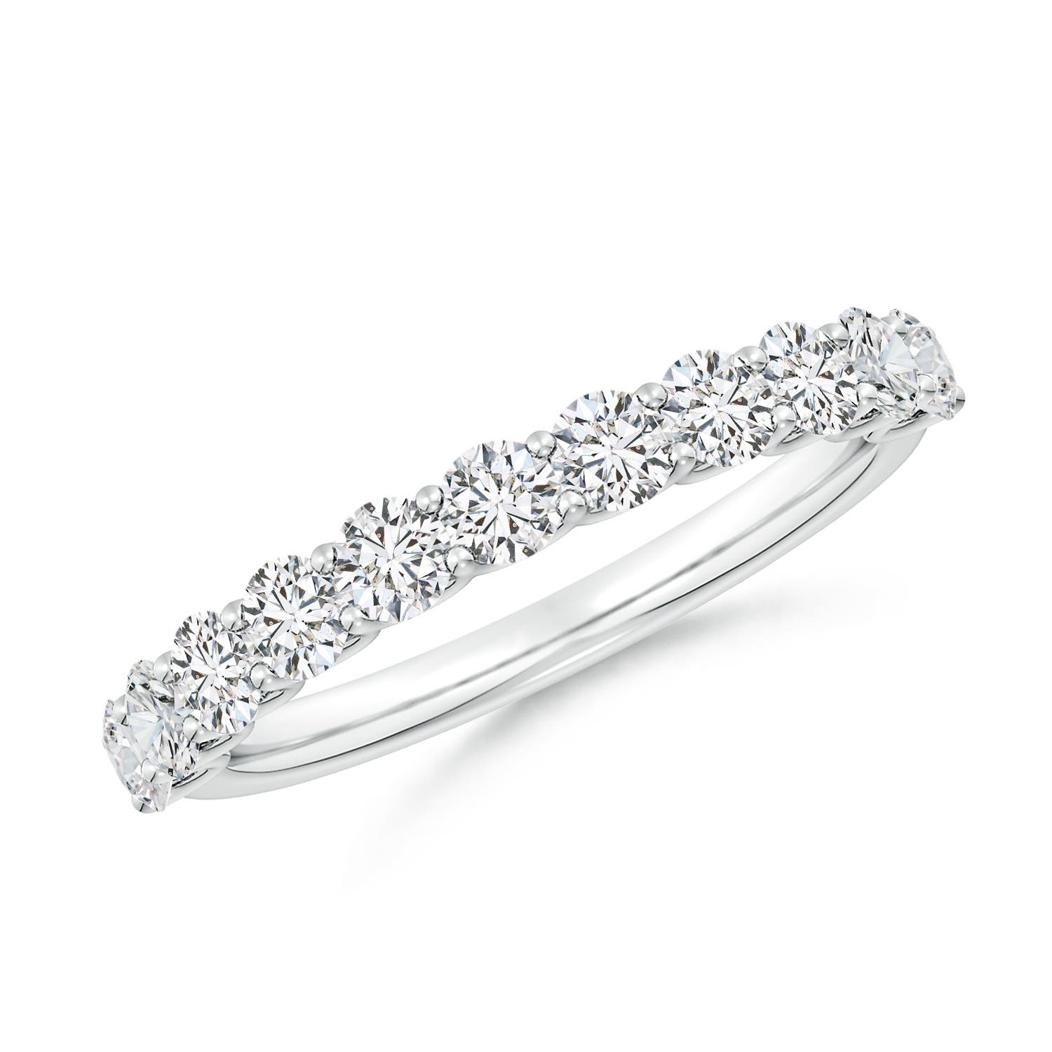 2.7mm HSI2 Shared Prong-Set Round Diamond Half Eternity Wedding Band in P950 Platinum