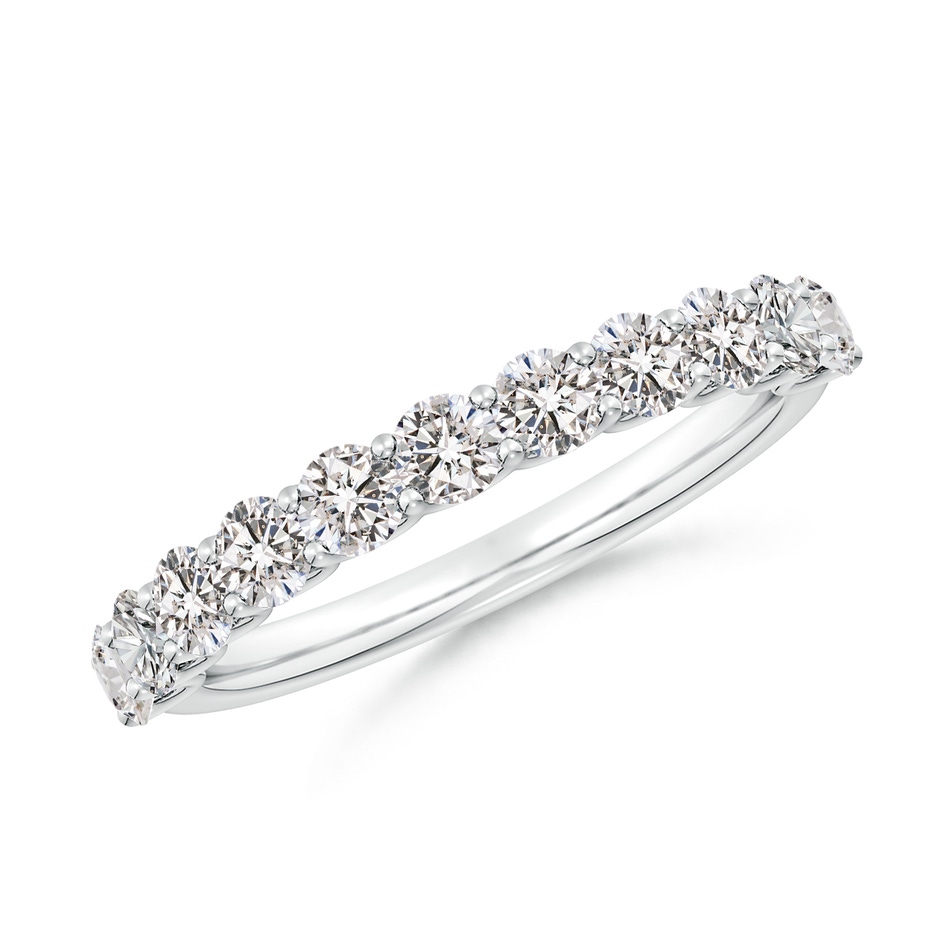 2.7mm IJI1I2 Shared Prong-Set Round Diamond Half Eternity Wedding Band in S999 Silver 