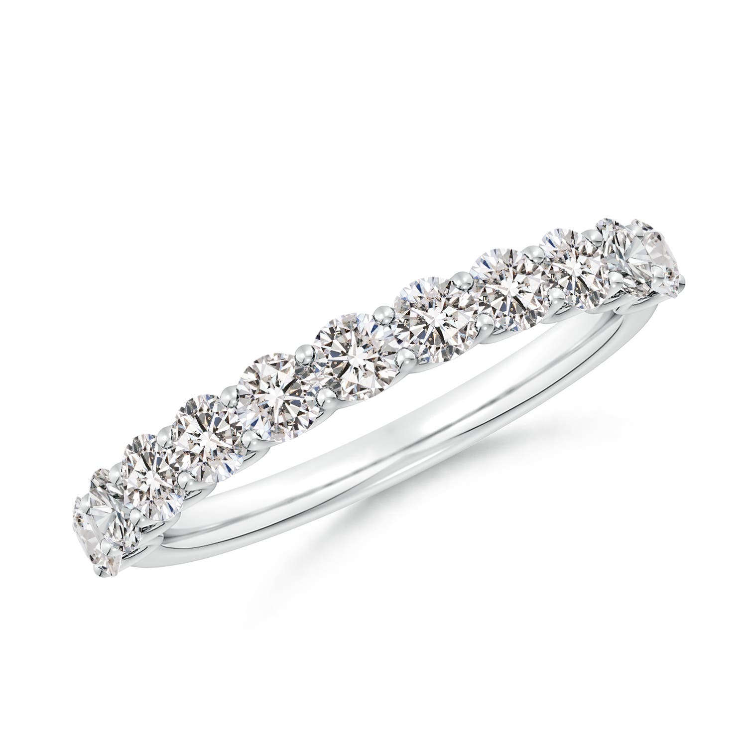 2.7mm IJI1I2 Shared Prong-Set Round Diamond Half Eternity Wedding Band in White Gold