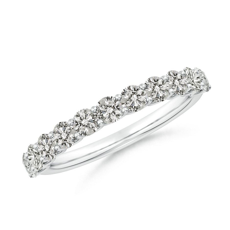2.7mm KI3 Shared Prong-Set Round Diamond Half Eternity Wedding Band in S999 Silver 