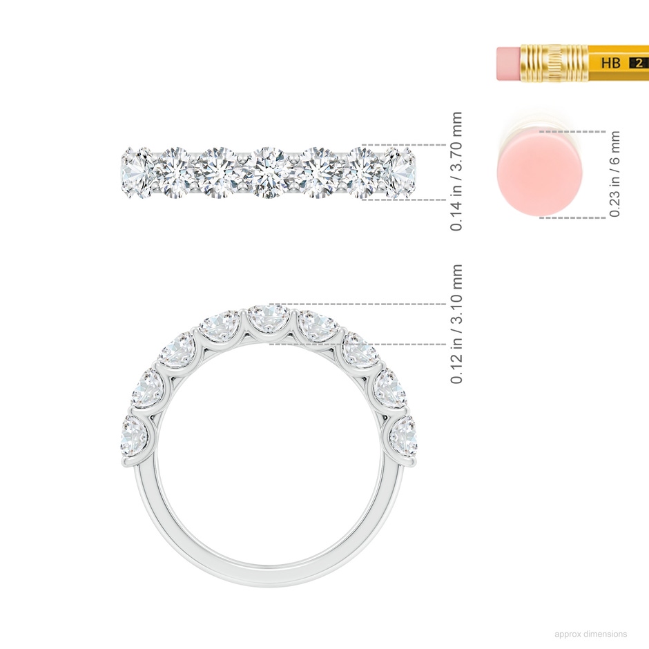 3.75mm GVS2 Shared Prong-Set Round Diamond Half Eternity Wedding Band in White Gold ruler